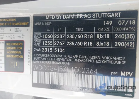 2019 Mercedes-Benz Glc 300 from USA, damaged, VIN WDC0G4JBXK1002364